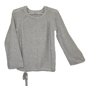 Madewell Pullover Sweater Womens Sz XXS Oatmeal Long Sleeve Tie Hem Cotton Blend
